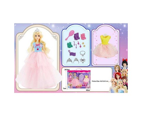 Лялька з аксесуарами 91062 E (24) висота 30 см, діадеми, сережки, намиста, сумочка, гребінець, сукні, туфлі, в коробці