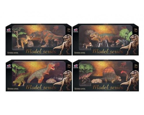 Набір динозаврів Q 9899 M 6 (48/2) 4 види, 5 елементів, 3 динозаври, 2 аксесуари, в коробці