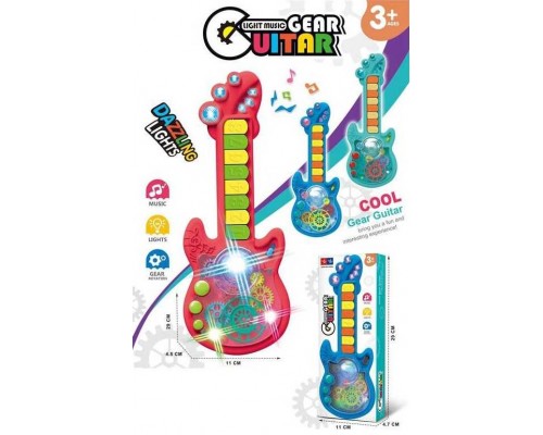 Гітара 999-53 (96/2) 3 кольори, звук, підсвічування, проєктор, шестерні, у коробці, ВИДАЄТЬСЯ ТІЛЬКИ МІКС ВИДІВ