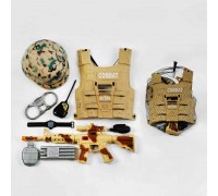 Військовий набір HD 306 (36/2) 9 елементів, бронежилет, шолом, автомат, у сітці