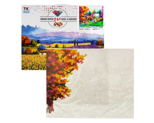 Картина за номерами + Алмазна мозаїка B 78686 (30) "TK Group", 40х50 см, "Кольорове містечко", в коробці