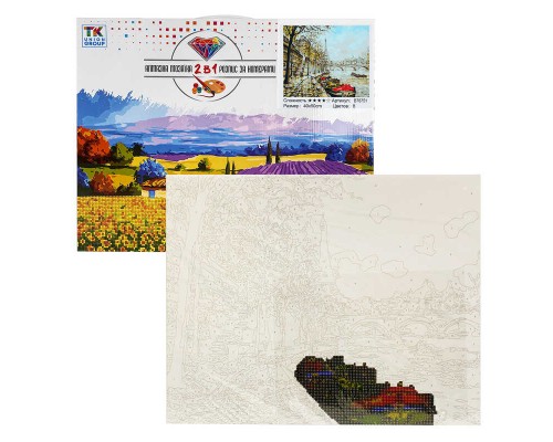 Картина за номерами + Алмазна мозаїка B 78751 (30) "TK Group", 40х50 см, "Прогулянка біля Сени", в коробці