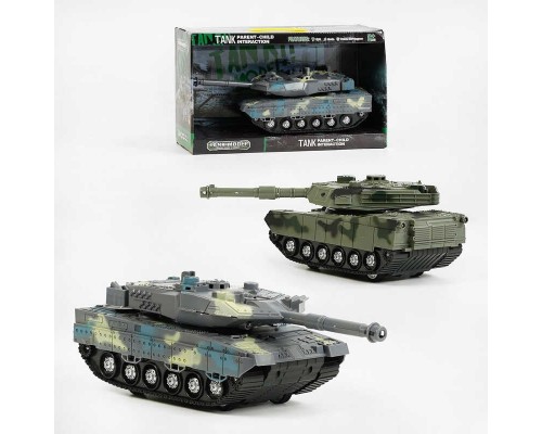 Танк 383-23 A / 24A (36/2) 2 кольори, світло, звуки, інерція, тріскачка, рухоме дуло і вежа, у коробці