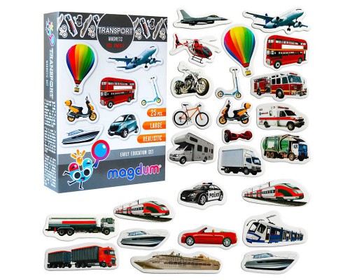 гр Магнітна гра ML4031-17 EN set "Transport" (70) "Magdum", 25 магнітів, в коробці