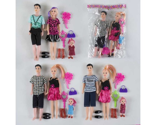 Набір ляльок Сім'я DD-011 (480/2) 3 види, з аксесуарами, в пакеті, ВИДАЄТЬСЯ ТІЛЬКИ МІКС ВИДІВ