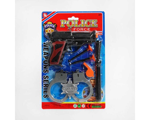 Поліцейський набір 2222-04 (192/2) пістолет, наручники, свисток, патрони, палиця, значок, на листі