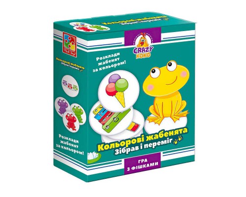 гр Гра настільна розважальна Crazy Koko "Кольорові жабенята" VT8025-06 (16) "Vladi Toys", в коробці
