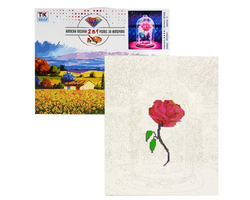 Картина за номерами + Алмазна мозаїка B 74646 (30) "TK Group", 40x50 см, “Троянда”, в коробці