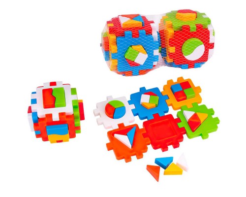 гр Куб "Розумний малюк Комбі" 2476 (12) "Technok Toys" по 6 граней, 12 частин сортера, 34 частини фігурок, 12см, в сітці