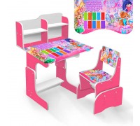 гр Парта шкільна "Феї" ПШ023 (1) ЛДСП, колір рожевий, 69*45 см, + 1 стілець