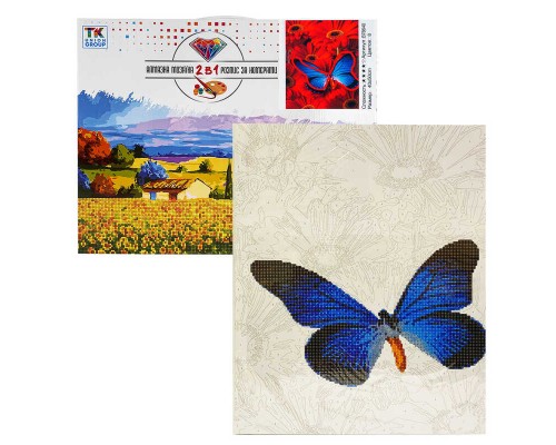 Картина за номерами + Алмазна мозаїка B 78640 (30) "TK Group", 40х50 см, “Метелик”, в коробці
