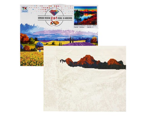 Картина за номерами + Алмазна мозаїка B 78704 (30) "TK Group", 40х50 см, "Ранковий пейзаж", в коробці