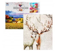 Картина за номерами + Алмазна мозаїка 2в1 YHDGJ 74875 (30) "TK Group", 50х40см, "Казкові олені", в коробці