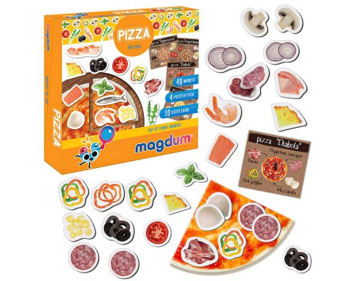 гр Магнітна гра ML4031-27 EN (24) "Magdum", "Pizza", 48 магнітів, картки, англ. мова, в коробці